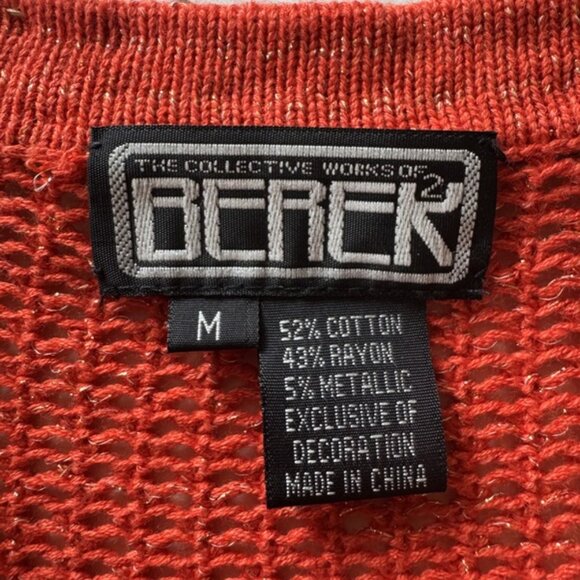 Vintage Berek Orange Sweater Womens M Cardigan Dangle Decorative Embellish Gypsy - Picture 5 of 12